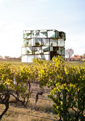 The d’Arenberg Cube, an innovative multifunction building being constructed amid vines, will enjoy views overlooking the rolling hills of Willunga.