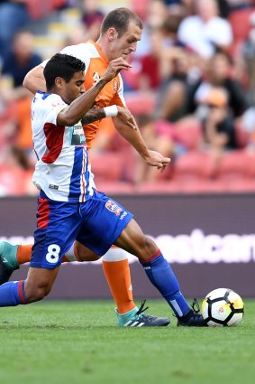 Marquee: Ronald Vargas challenges for the ball before his horrendous injury.