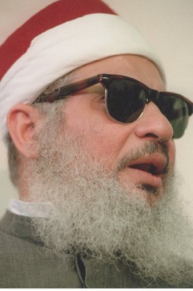 The blind sheikh,  Omar Abdel Rahman, in April 1993.