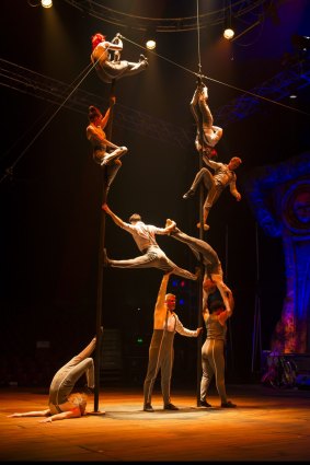 The Circus Oz ensemble performs the pole waltz in But Wait... There's More.