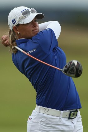 Improvising: Katherine Kirk had to find replacement clubs and clothing for Thursday's tee-off in the Ladies Masters.