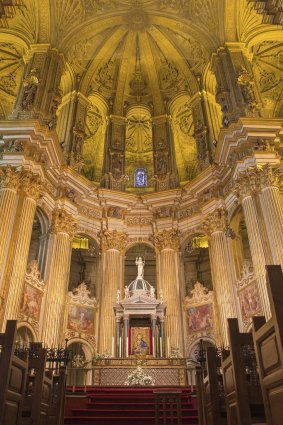 The renaissance and baroque presbytery of Malaga Cathedral built between 1528 and 1782. 

