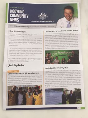 Josh Frydenberg's summer newsletter to people in his electorate.
