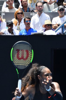 Alexis Ohanian watches on at the Australian Open
