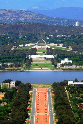 Parliament House and Old Parliament House in Canberra. 