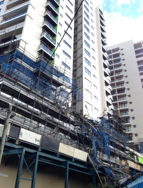 Scaffolding has collapsed in Redfern. 