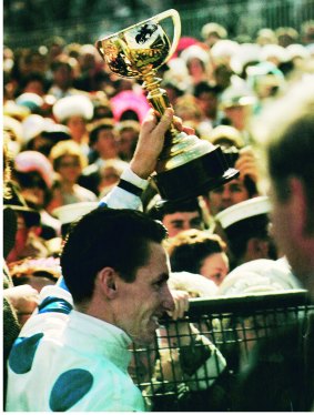 Roy Higgins soon after he won the Melbourne Cup on LIghtfingers in 1965. 