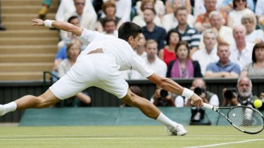 Unstoppable: Djokovic hits a shot during the men's final.