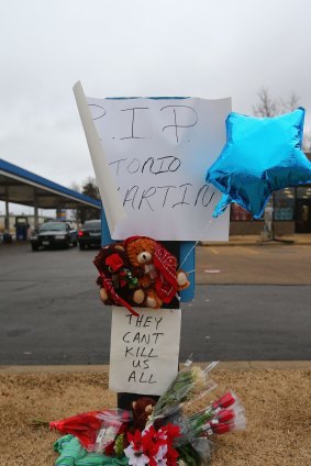 A makeshift memorial to Antonio Martin at the gas station in Berkeley, Missouri.