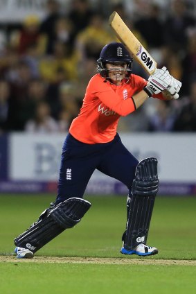 Sarah Taylor of England hits out during Twenty20 clash.