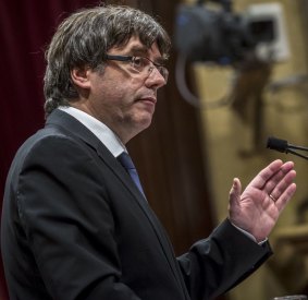 Carles Puigdemont stepped back from an immediate declaration of independence from Spain, instead seeking talks with the government in Madrid over the constitutional future of his region. 