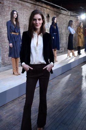 Sending up a flare: Model Hilary Rhoda attends the Frame Denim presentation during Mercedes-Benz Fashion Week in New York. 

