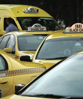 Taxis waiting for customers at Melbourne Airport.