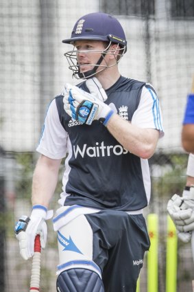 New England captain Eoin Morgan, training in Canberra.
