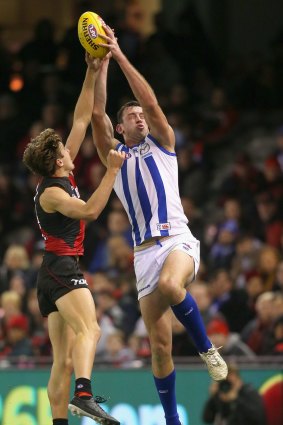 Todd Goldstein brought his own footy against the Bombers.