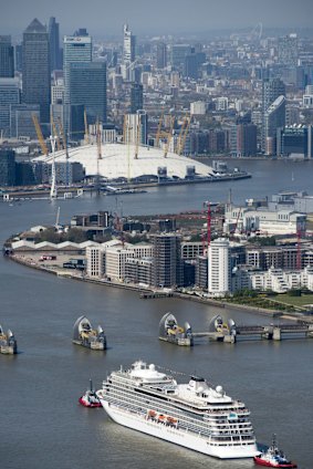 The Viking Sea arriving in London.