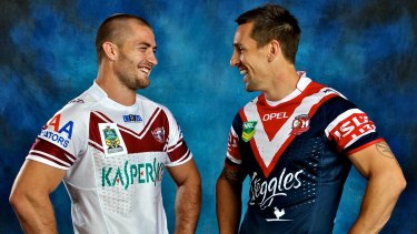 Brothers in arms: Kieran Foran (left) and Mitchell Pearce were childhood friends. Photo: Marco Del Grande