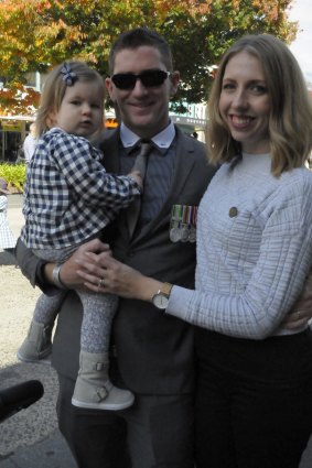 Corporal William Bostock with wife Alexandra and baby Ella