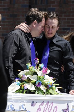 Father of Elle Underhill, Steven Underhill (left), is comforted by his brother Nathan Underhill.