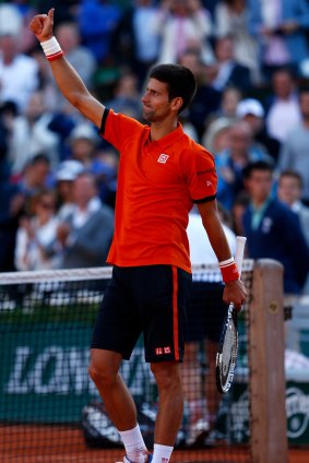 Novak Djokovic celebrates victory.