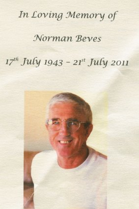 The order of service from the funeral of Norman Beves in 2011.