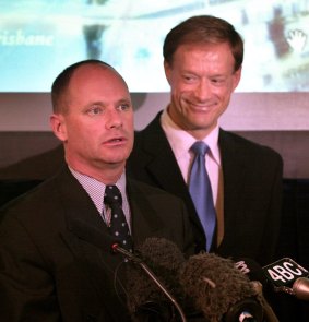 Then-Liberal lord mayor Campbell Newman and his Labor deputy David Hinchliffe in 2005.