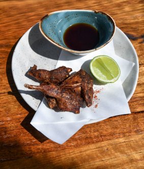 Salt and pepper quail at Taxi, Federation Square. 