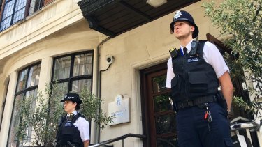 Police guard King Edward VII hospital in London, where Prince Philip is being treated.