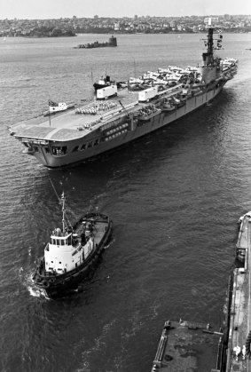 The HMAS Melbourne docks in Sydney on November 22, 1967, during the Vietnam War.