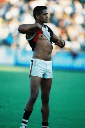 That iconic moment: Nicky Winmar in 1993.