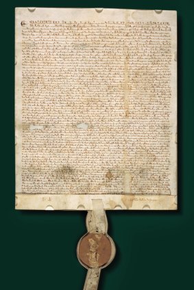 A copy of the Magna Carta, more than 700 years old, auctioned in 2007 at Sotheby's in London.