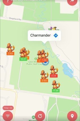 Pokemon Charmanders at Glen Waverley Public Golf Course on Friday night.