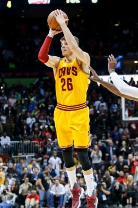 Cleveland Cavaliers guard Kyle Korver shot the record-breaking three-pointer.