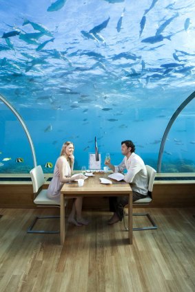 The world's first underwater restaurant is Ithaa, part of the Conrad Maldives Rangali Island resort.