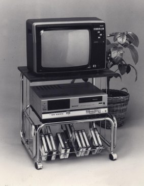 Heady stuff back in its day: Entertainment corner centered on the video machine circa 1984.