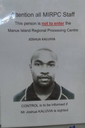 A picture of Joseph Kaluvia that was posted at the Manus Island detention centre after Reza Barati's killing.
