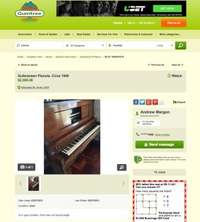 Winemaker Andrew Margan's Gumtree advertisment: "he probably doesn't know what a pianola is".