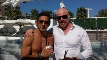 Simon McIntyre (in the white shirt) in Dubai with his associate Christian Madison. 