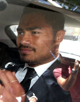 Kirisome Auva'a leaves the Melbourne Magistrates' Court last Friday.