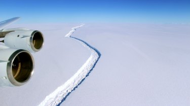 The crack in the Larsen C ice shelf, as photographed November 10, 2016. 
