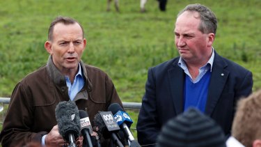 Agriculture Minister Barnaby Joyce withdrew from an appearance with Prime Minister Tony Abbott on Thursday.