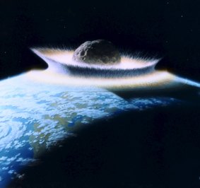 Artist's rendition of a very large, impacting asteroid. This is not going to happen on Halloween or any time soon. 