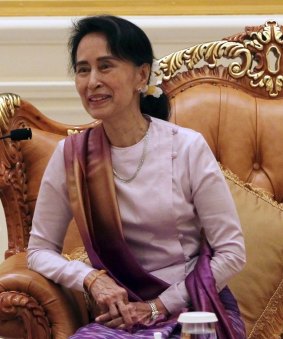 Aung San Suu Kyi in Hong Kong on Friday.