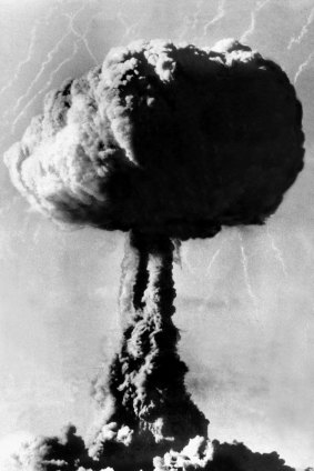 A typical mushroom cloud rises over the atomic testing range at Maralinga in South Australia in 1956. Many Aboriginal people who lived near the site knew nothing of the tests or their dangers.