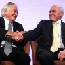 Former prime ministers Bob Hawke and John Howard.