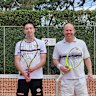 Winner George Batziakas and ex-treasurer Josh Frydenberg, who retired hurt from the Family and Social grand final at the South Hawthorn Tennis Club.
