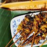 Pork satay skewers.