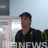 Mitch Marsh lands at Perth Airport.