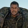US star Alan Ritchson as recruit 81 in War Machine, filmed in Victoria.