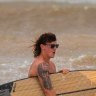 A man takes advantage of the surf at Port Hedland.